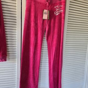 Hot Pink Juicy Couture Drawstring Pants, Size S With Silver Inscription